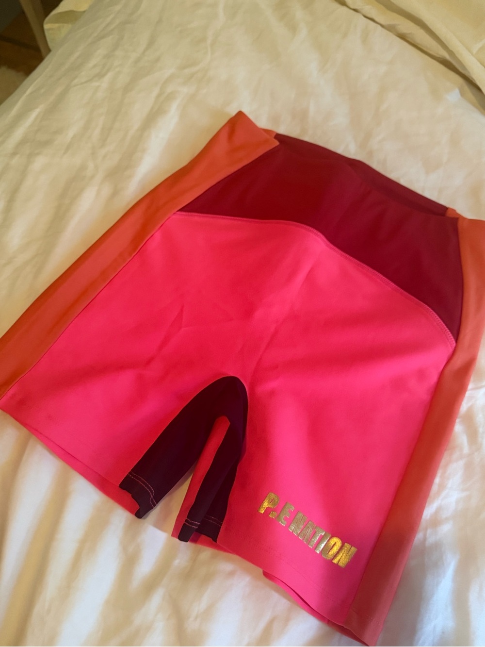 P.E NATION Pink Colorblock Performance Bike Shorts